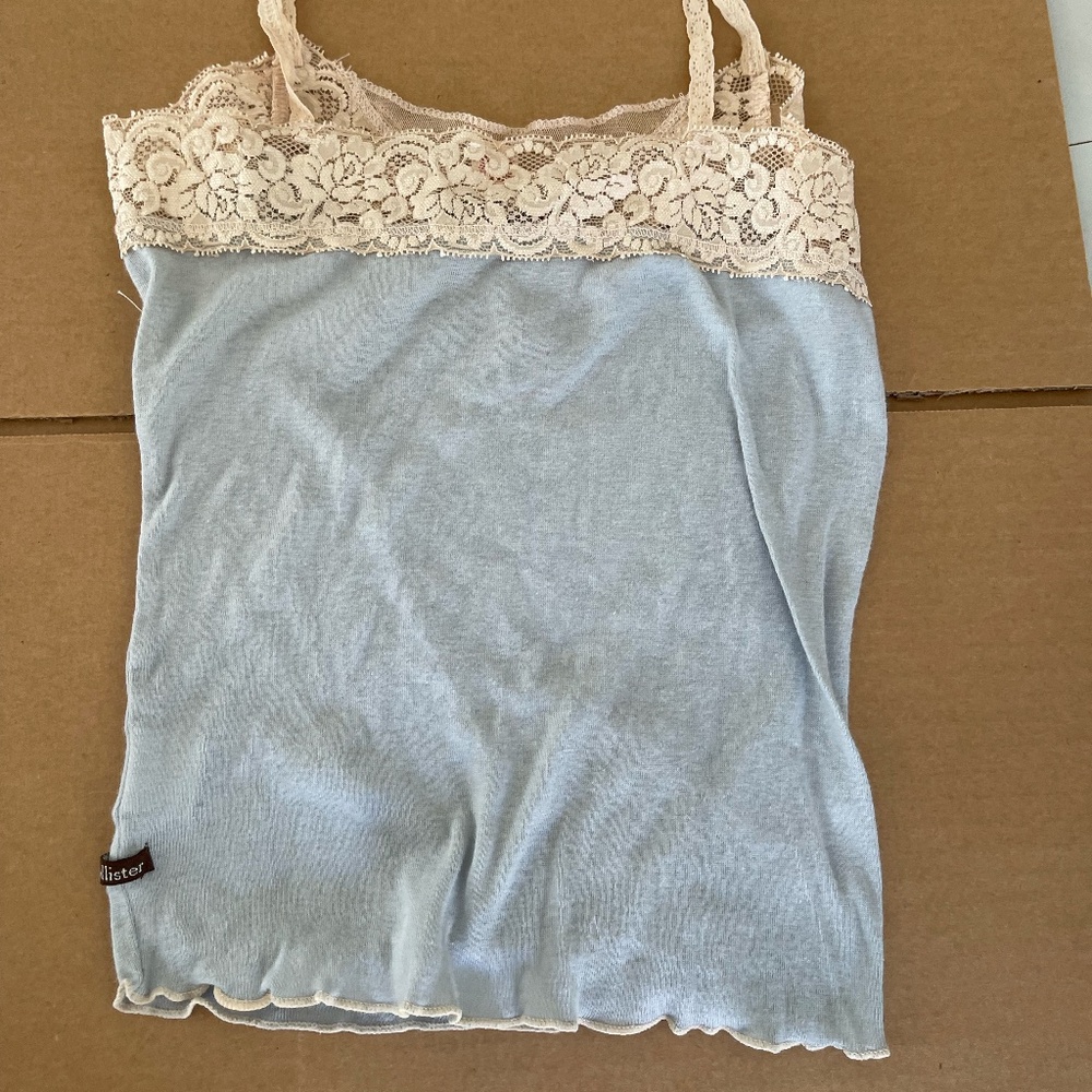 VINTAGE Hollister lace Cami Tank Top Strappy New rare cotton Y2K - Picture 2 of 8